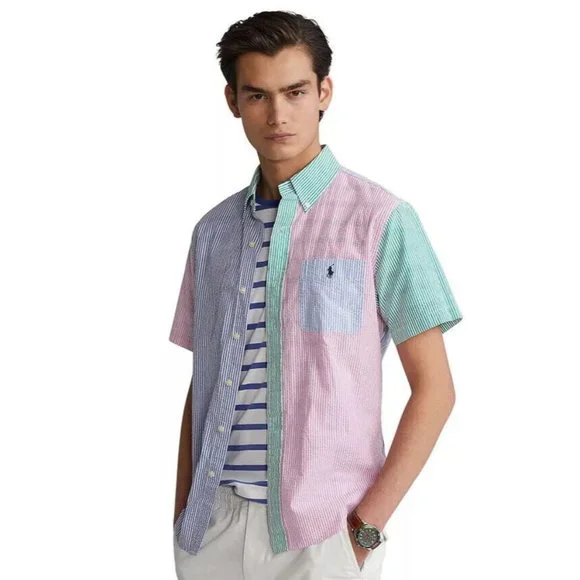 NWT POLO RALPH LAUREN Men's XL RL Prepster Classic-Fit Seersucker Shirt UNTUCKED - Picture 2 of 5